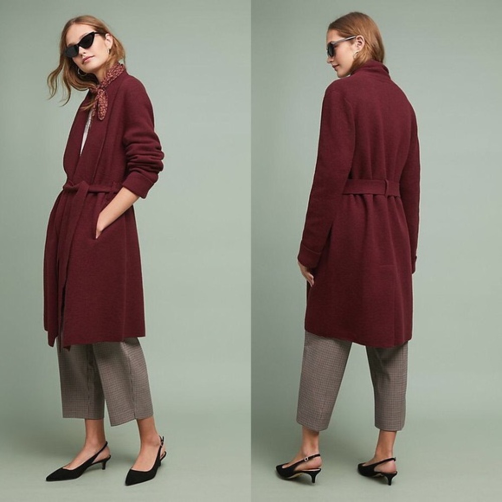 Anthropologie Moth Mayella Sweater Coat Purple SM